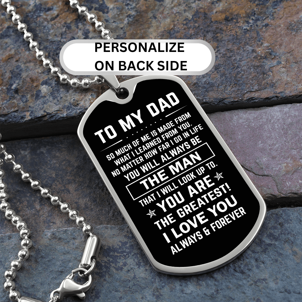 Dad, The Man, Personalized Dog Tag Necklace - Dad Gift